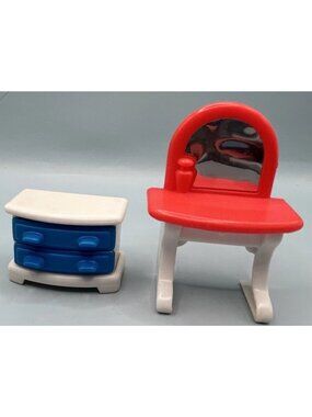 Keenway My Happy Family Plastic Dolhouse Furniture Vanity Nightstand Keenway